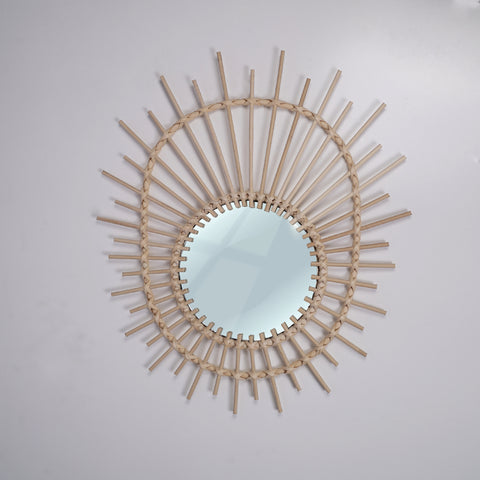 Oval rattan wall mirror Fleur- wall decoration- natural ecru handmade -Boho Mirror Rattan -Mirror Wall Decor Mirror- Wicker Made Mirrors