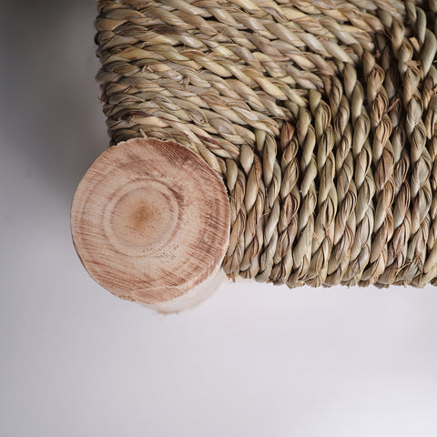Moroccan wooden and braided stool