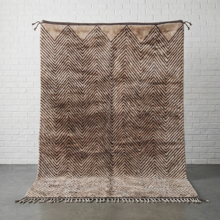 Beige & Brown Dense Chevrons Custom Moroccan Rug - Africancreates