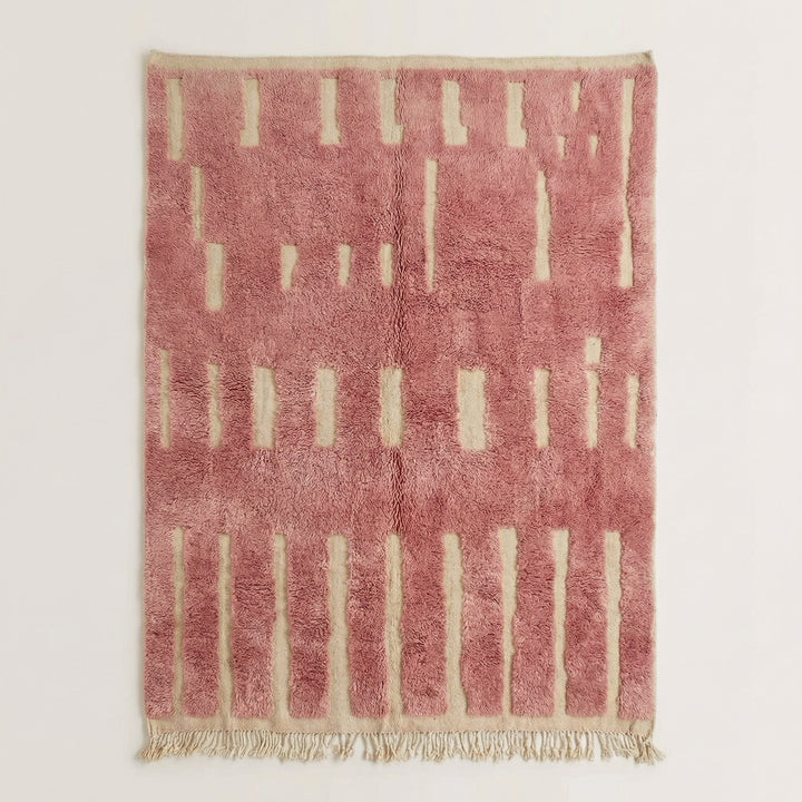 Coral Embossed Parallel Short Bars Custom Moroccan Rug - Africancreates