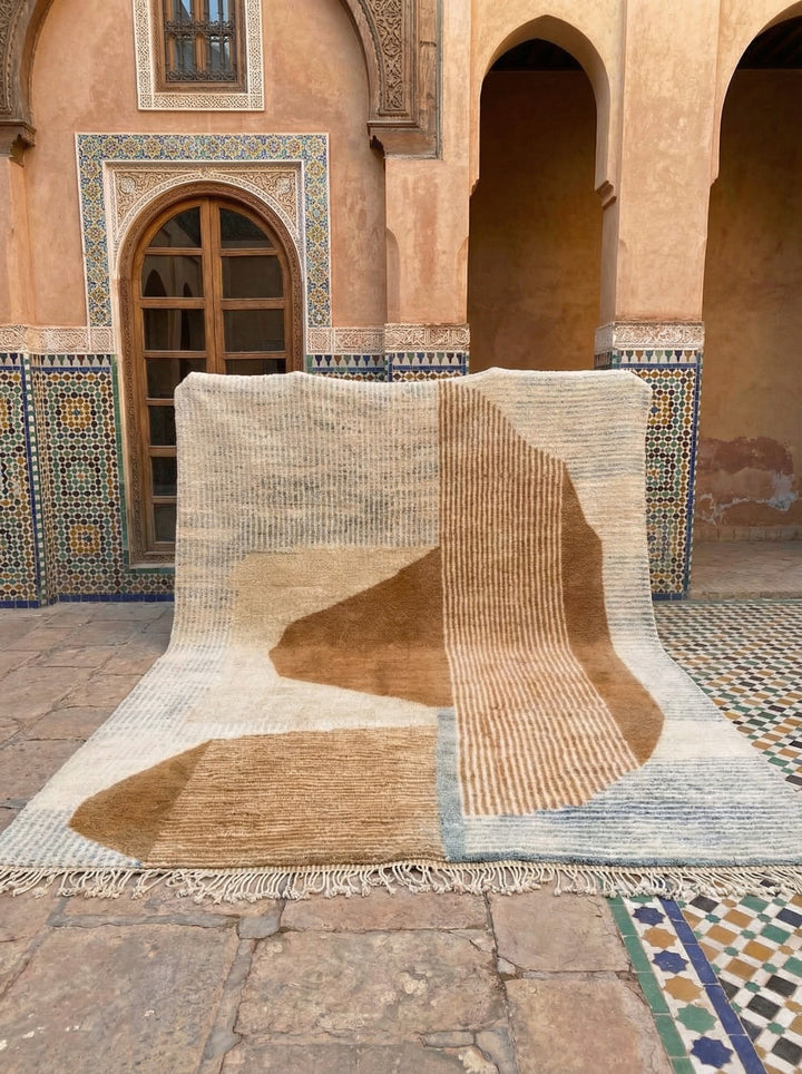 Cream & Caramel Asymmetrical Block Custom Moroccan Rug - Africancreates