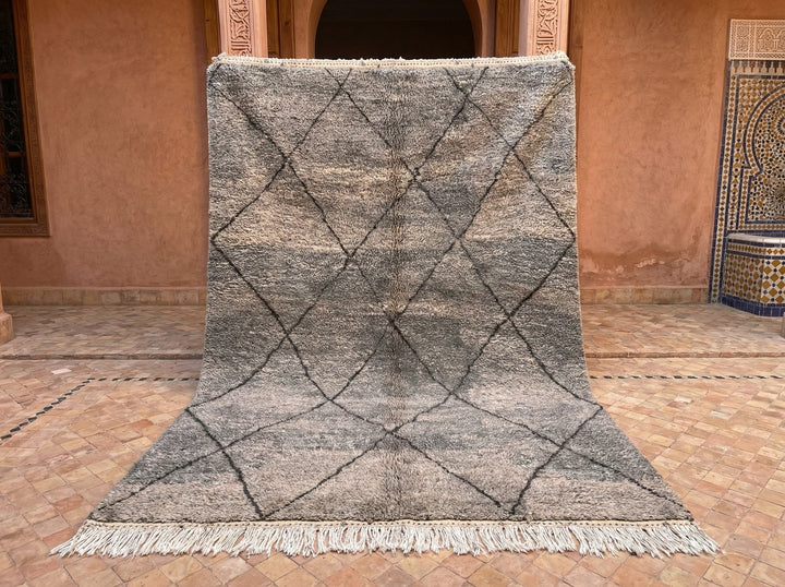 Gray & Cream Large Dark Diamond Lattice Custom Moroccan Rug - Africancreates