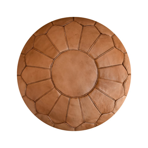 Moroccan round leather pouf, handmade leather stool, authentic seat cushion, living room pouf, yoga cushion,handmade desert pouf