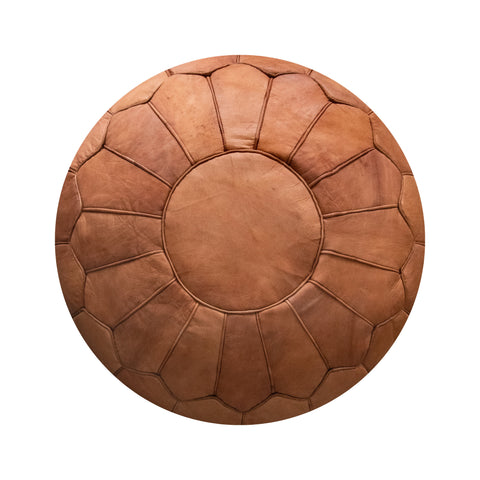 Moroccan round leather pouf, handmade leather stool, authentic seat cushion, living room pouf, yoga cushion, desert pouf