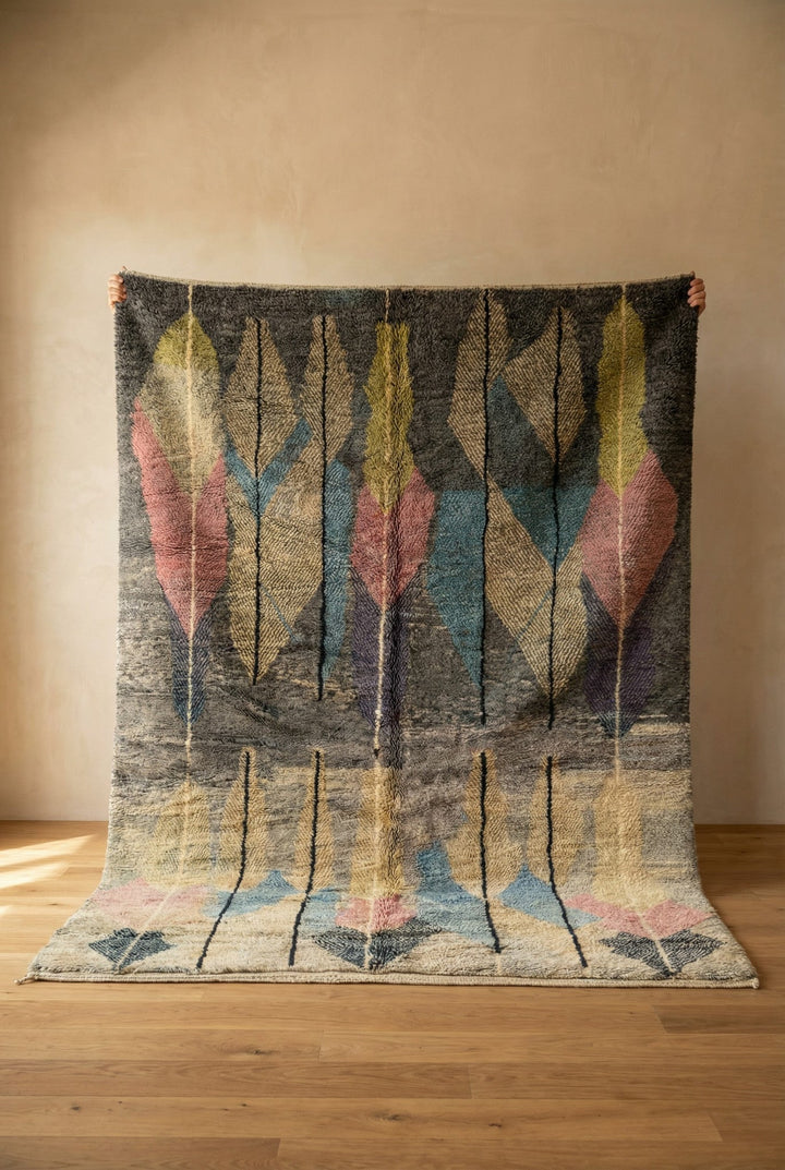 Muted Multicolor & Black Vertical Lines Custom Moroccan Rug - Africancreates