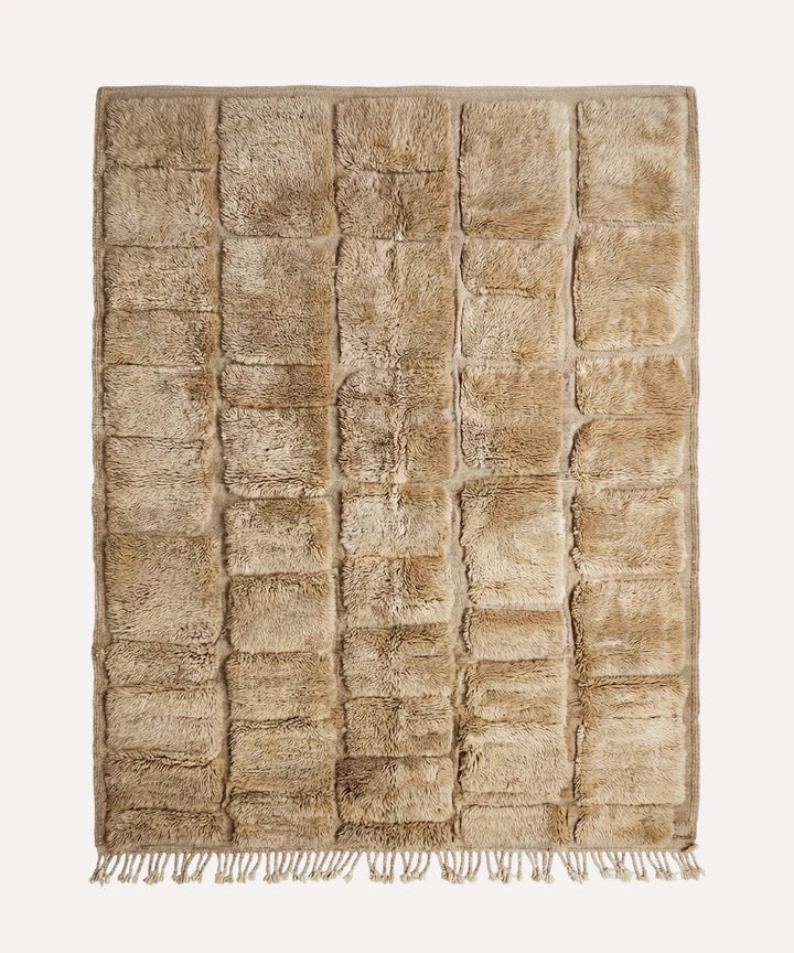 Natural Cream Raised Brick Grid Custom Moroccan Rug - Africancreates