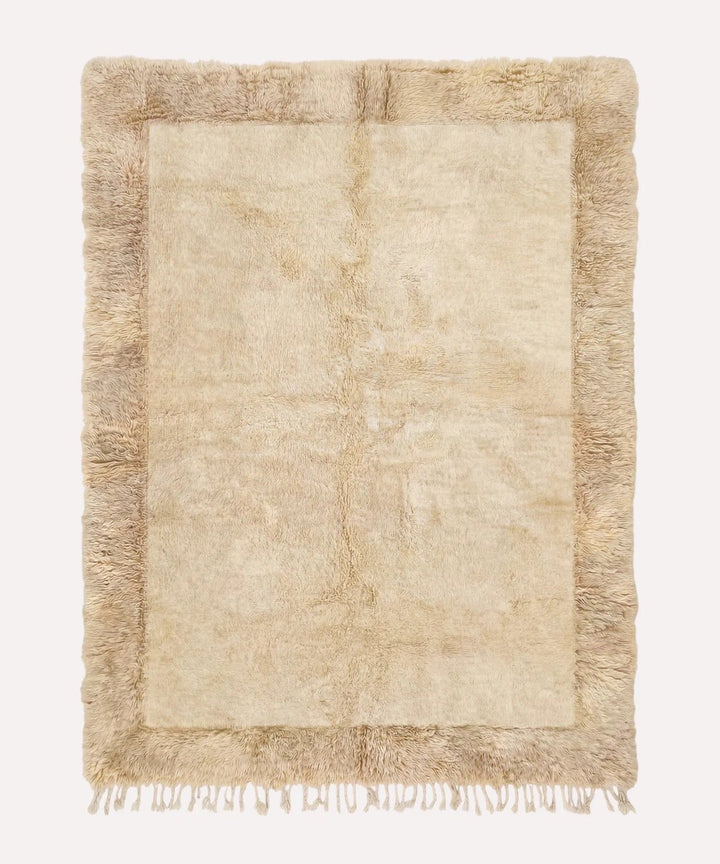 Natural Cream & Taupe Pile Border Custom Moroccan Rug - Africancreates