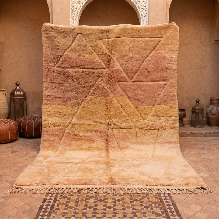 Peach Tonal Angular Relief Custom Moroccan Rug - Africancreates