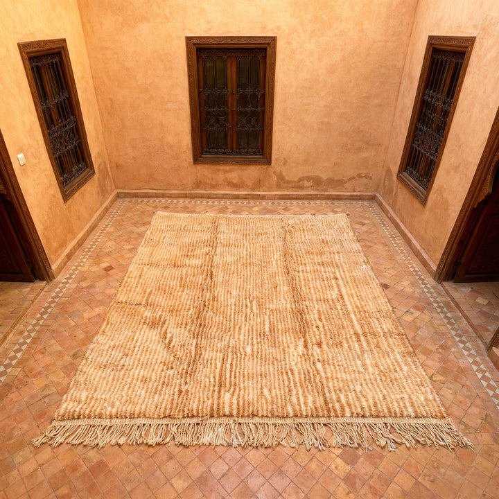 Tan & Cream Fine Vertical Streaks Custom Moroccan Rug - Africancreates