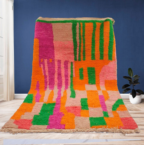 Orange and Green Moroccan rug , 8x10 rugs , berber rug , area rug , rugs for living room rug , 9x12 rugs