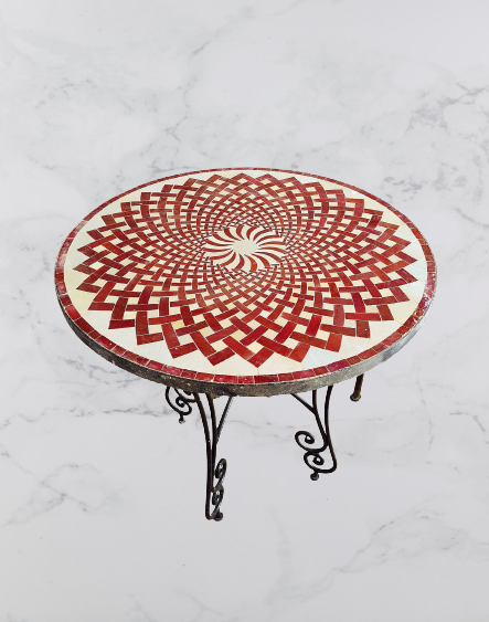 Red Moroccan mosaic table | Bistro table | Arabic Table | Tea table | chocolate Oriental table |moroccan table design