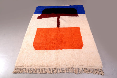 Moroccan Beni Ourain rug with a gorgeous blue design, living room rugs