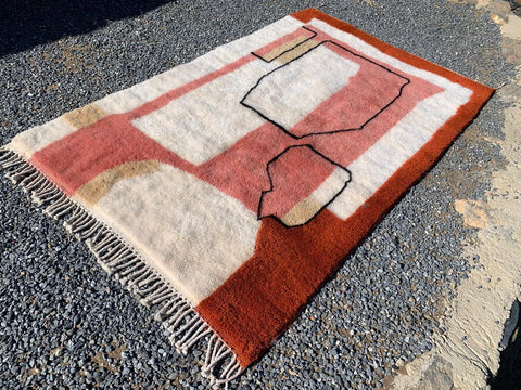 Berber Moroccan rug ,  Extra large rugs beni ourain rug - rugs for living room and bedroom - abstract rug - Berber Rug - shagy rug - large area rugs - Mrirt rugs