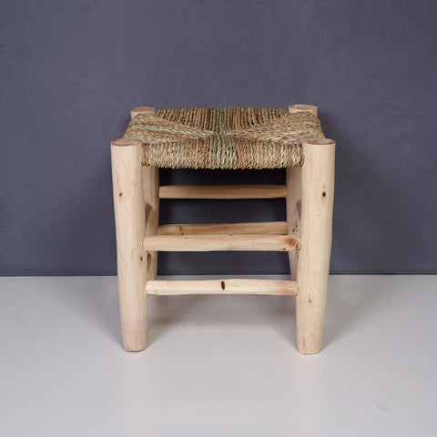 Moroccan wooden and braided stool