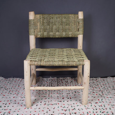 Moroccan handcrafted wooden armchair with rope seat