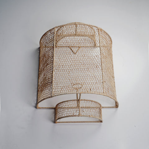 Braided raffia wall lamp - Octagonal