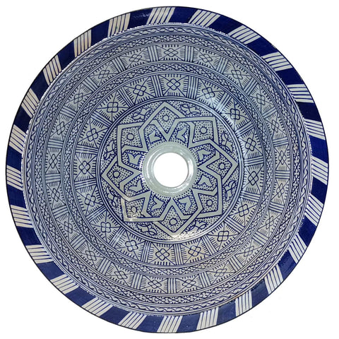Moroccan Washbasin for bathroom & kitchen farmhouse sink Moroccan sink blue geometric design