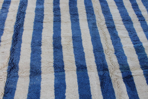 Blue Stripes Moroccan rug, Rugs for living room , Berber Moroccan Mrirt Rug