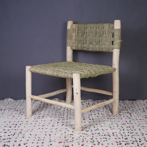 Moroccan handcrafted wooden armchair with rope seat