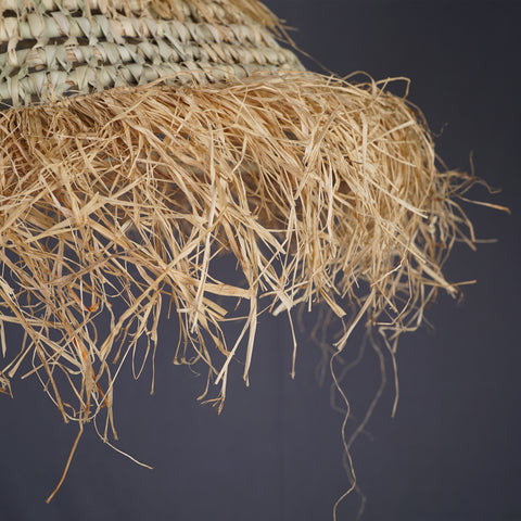 Palm and raffia pendant light Rattan ceiling light Natural lighting