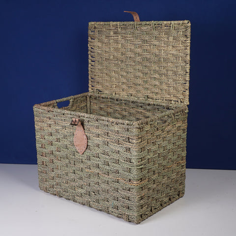 Wicker storage trunk - Palm leaf storage chest Storage basket