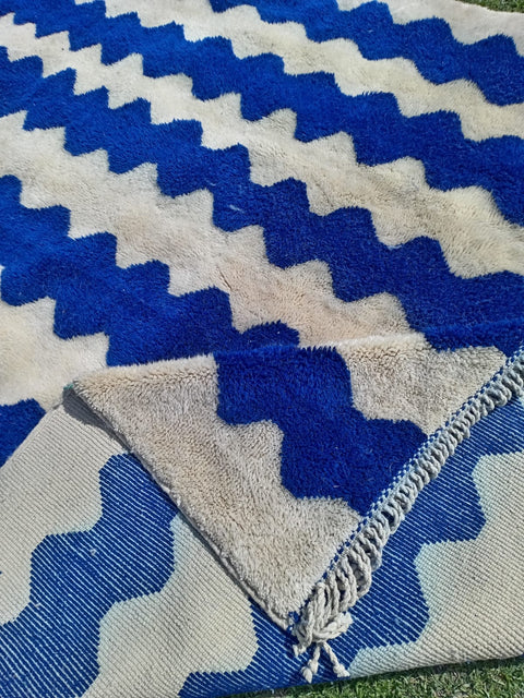 Blue Stripes Moroccan rug , Beni ourain rug ,soft Wool rug , 8x10 rug ,beni mrirt rug, Area rug, rug for living room