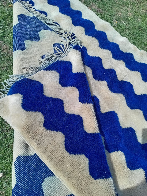 Moroccan blue waves Mrirt Rug Beni Ourain Berber rug