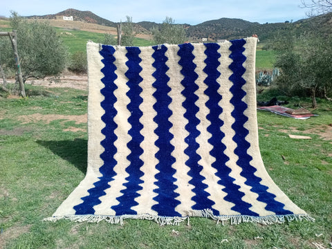 Moroccan blue waves Mrirt Rug Beni Ourain Berber rug