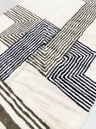 Black stripes Modern contemporary design Beni Ourain Berber area Moroccan Mrirt 8x10 rugs | wool handmade Moroccan 9x12 rugs