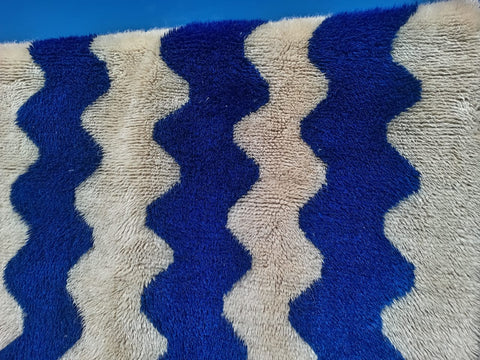 Moroccan blue waves Mrirt Rug Beni Ourain Berber rug