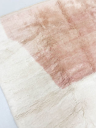 White and Peach Modern contemporary design Beni Ourain Berber area Moroccan Mrirt 8x10 rugs | wool handmade Moroccan 9x12 rugs