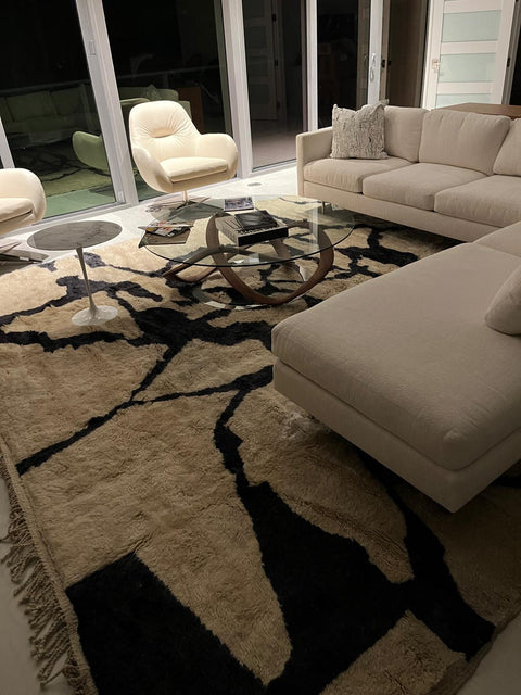Gorgeous Moroccan contemporary design rug, white and black handmade berber rug, custom living room rug