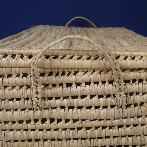 Wicker Storage Trunk - Palm Leaf Storage Chest and Basket 80 cm, i love you in white