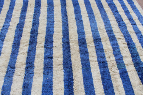 Blue stripes Mrirt large area rug , Moroccan Berber rug