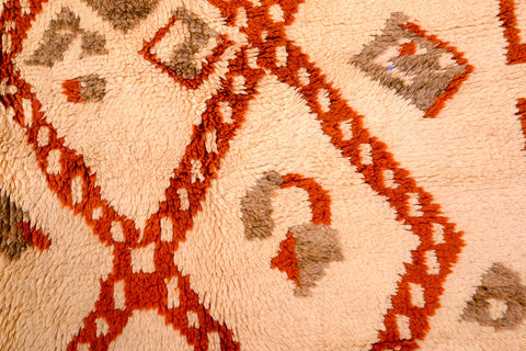 Moroccan soft Beni Ourain rug with a brown diamond design