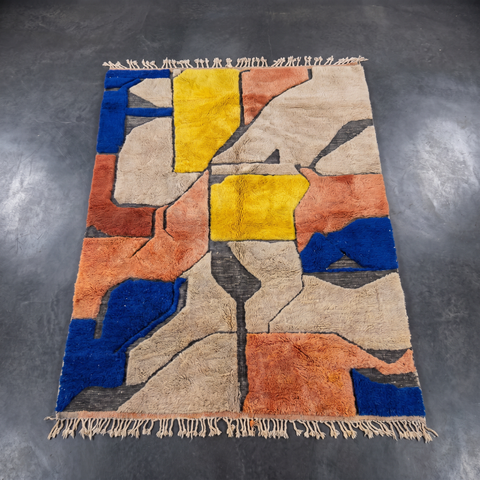 Colorful Mixed Pile Wool Handmade Moroccan Rug - Custom Living Room Area Beni Rugs