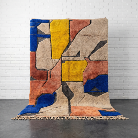 Colorful Mixed Pile Wool Handmade Moroccan Rug - Custom Living Room Area Beni Rugs