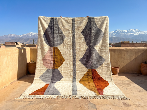Warm Natural Colors Handmade Moroccan Rug - Custom Living Room Area Beni Rugs