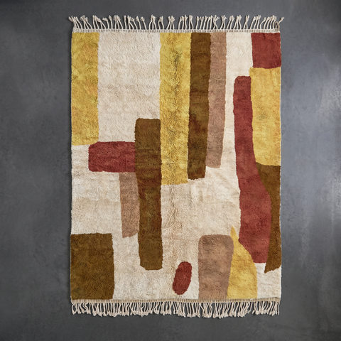 Earthy Colors Handmade Moroccan Rug - Custom Living Room Area Beni Rugs