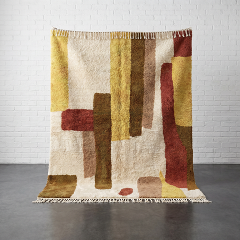 Earthy Colors Handmade Moroccan Rug - Custom Living Room Area Beni Rugs