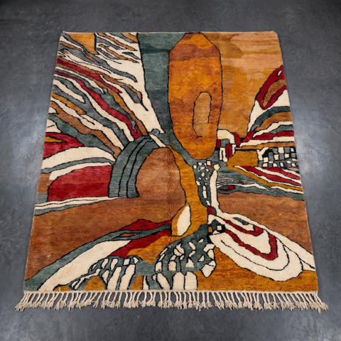 Organic Landscape Wool Handmade Moroccan Rug - Custom Living Room Area Beni Rugs