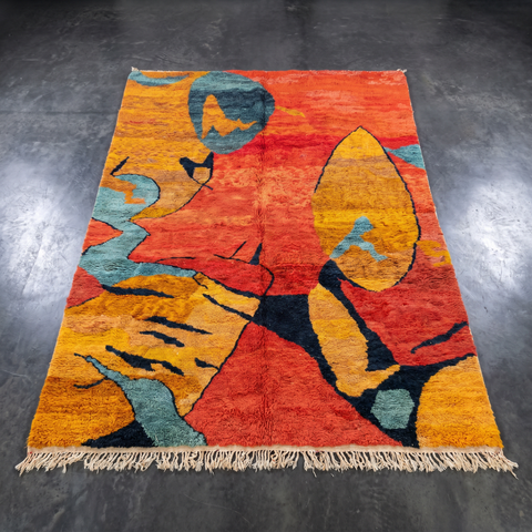 Colorful Landscape Wool Handmade Moroccan Rug - Custom Living Room Area Beni Rugs