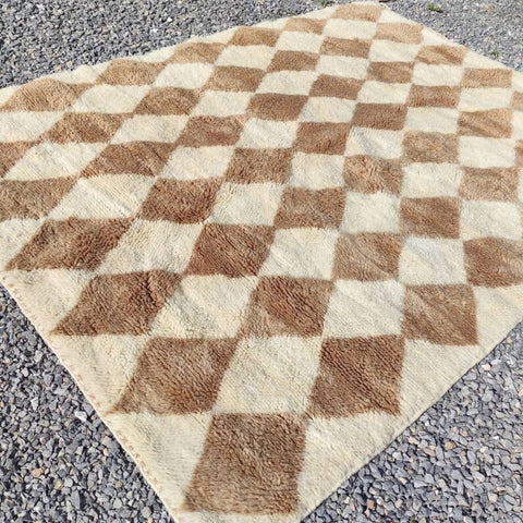 Brown Diamonds Moroccan rug , Beni ourain rug ,soft Wool rug , 8x10 rug ,beni mrirt rug, Area rug, rug for living room