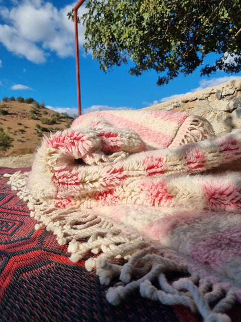 Pink Moroccan rugs , large area Beni Ourain rugs , 8x10 Moroccan rugs