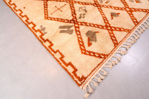 Moroccan soft Beni Ourain rug with a brown diamond design