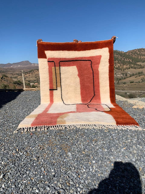 Berber Moroccan rug ,  Extra large rugs beni ourain rug - rugs for living room and bedroom - abstract rug - Berber Rug - shagy rug - large area rugs - Mrirt rugs