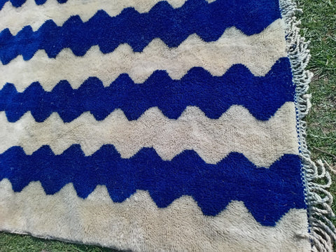 Blue Stripes Moroccan rug , Beni ourain rug ,soft Wool rug , 8x10 rug ,beni mrirt rug, Area rug, rug for living room