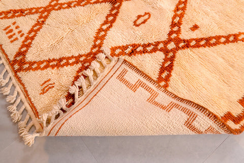 Moroccan soft Beni Ourain rug with a brown diamond design
