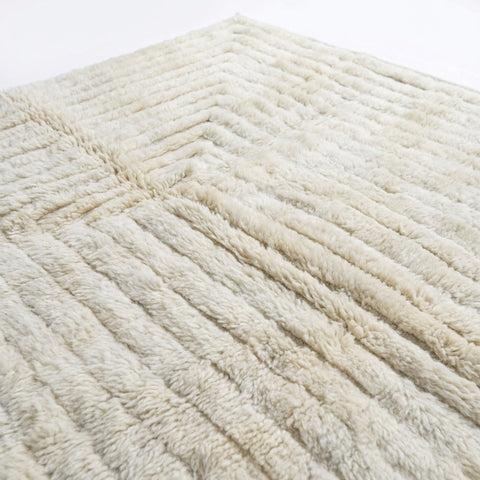 Natural Cream Tufted Moroccan Rug - Custom Living Room Shaggy Area Beni Ourain Rugs