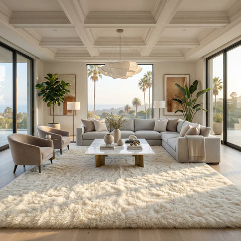 Plain White Handmade Moroccan Rug - Custom Living Room Area Beni Rugs
